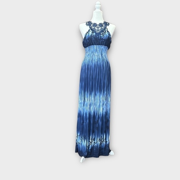 CM Dresses & Skirts - CM Resort Wear Beach Maxi Haltar Dress Blue Size XL